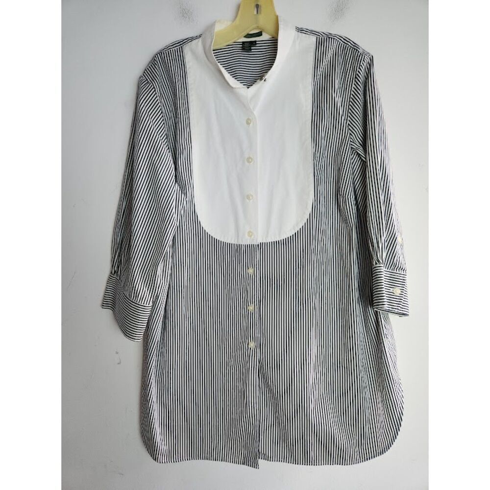 Ralph Lauren - Women's Black and White Striped Button Down Shirt